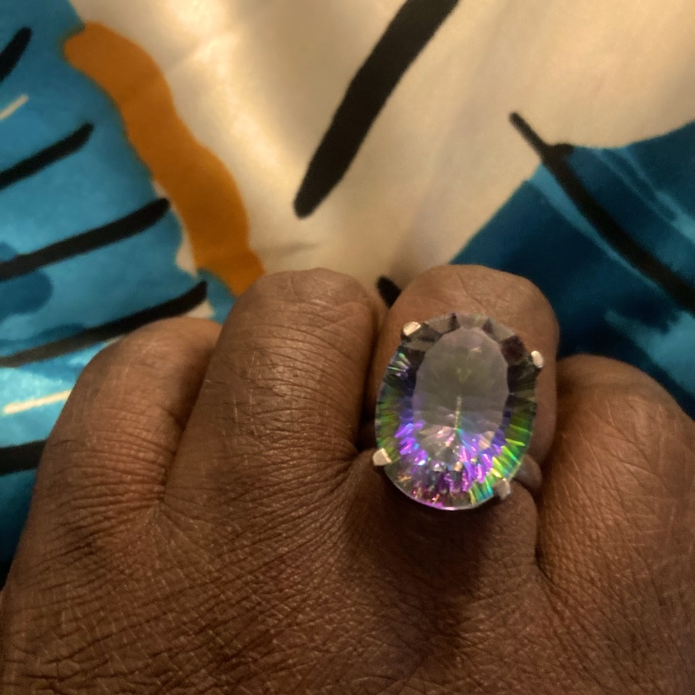 Sterling multi-color quartz sz 9 ring